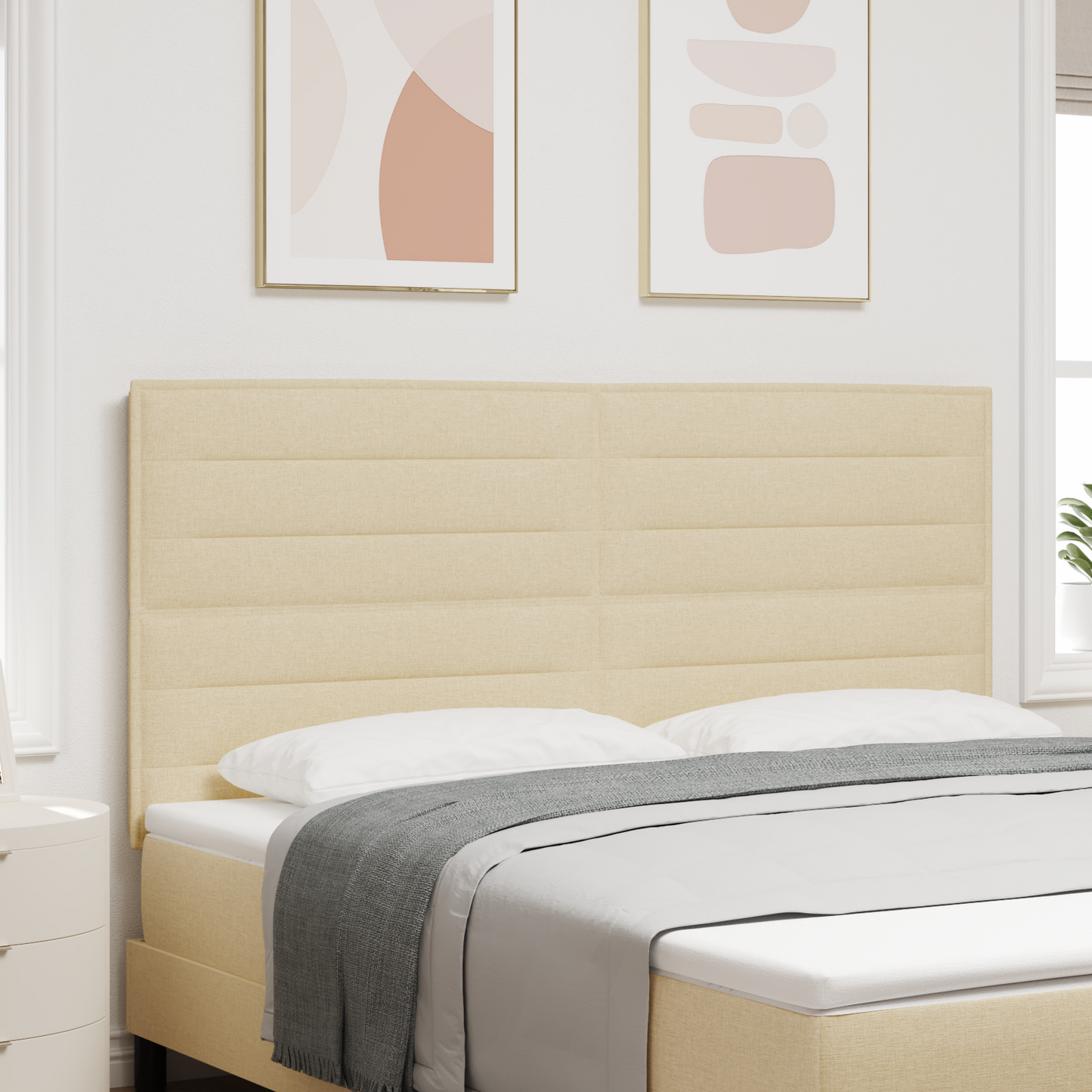 Sengegavl Linje Design Creme 180 Cm Stof