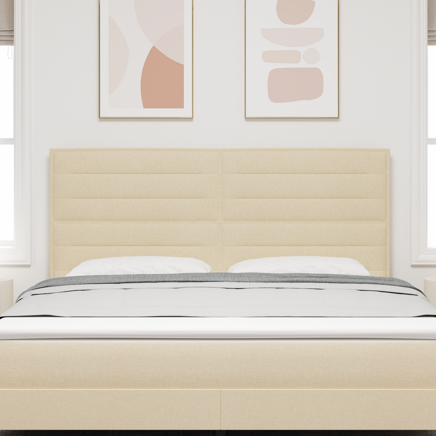 Sengegavl Linje Design Creme 180 Cm Stof