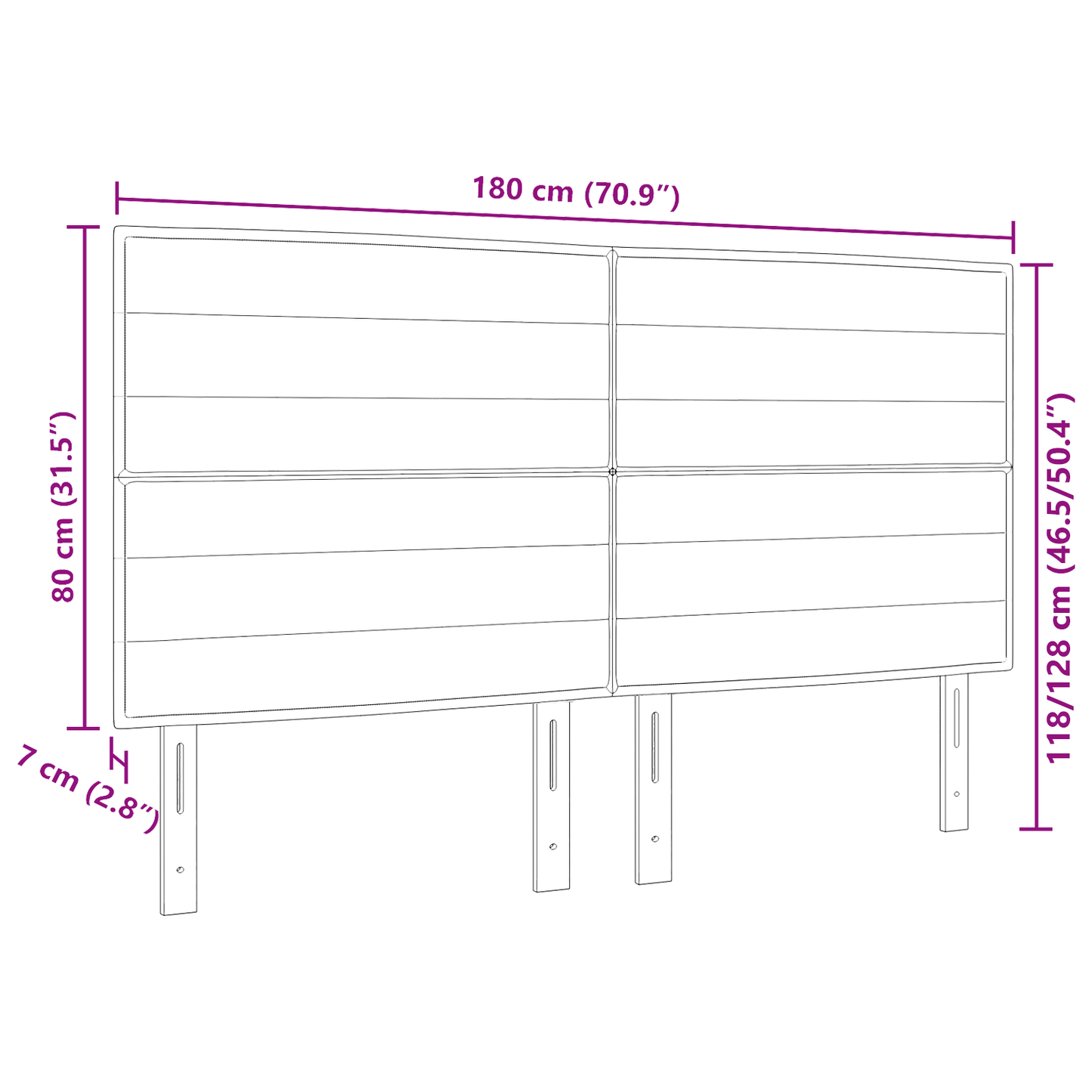 Sengegavl Linje Design Creme 180 Cm Stof