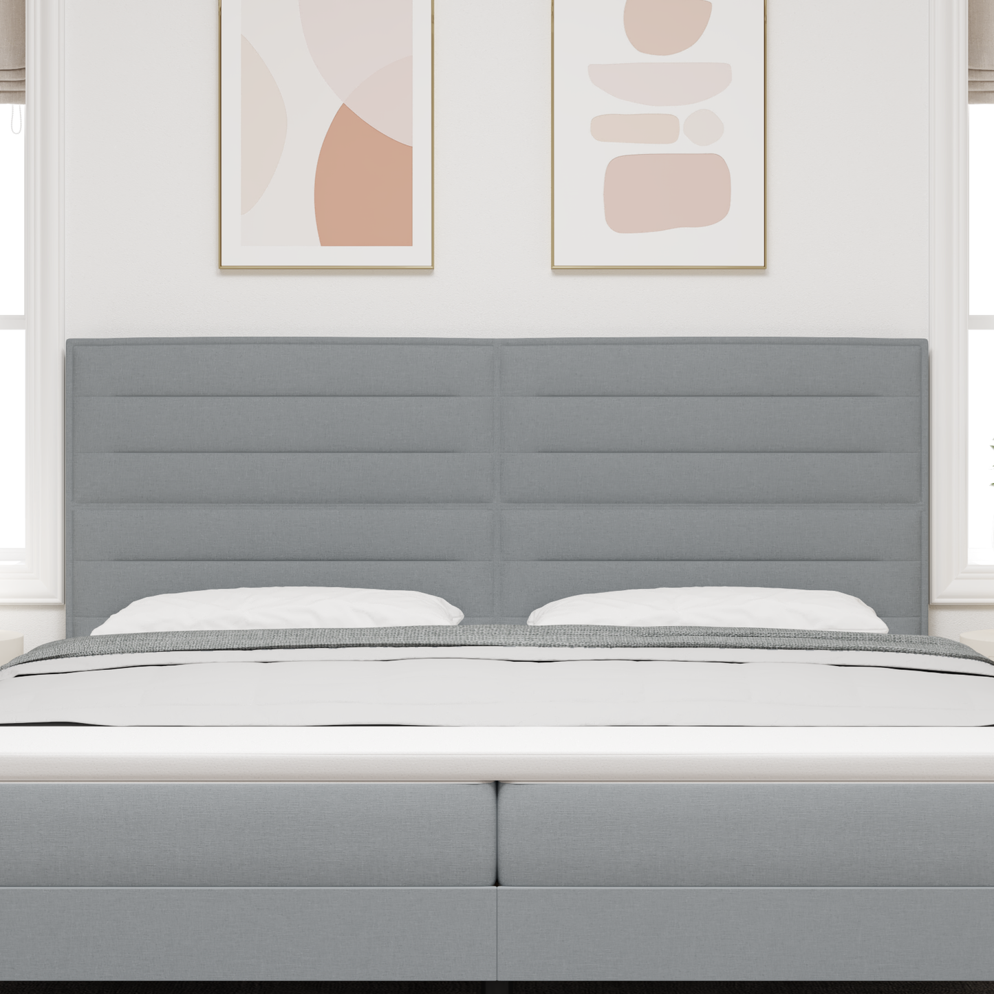 Sengegavl Linjer Design Lysegrå 200 Cm Stof