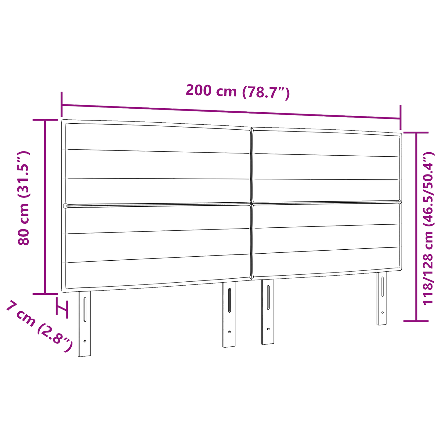 Sengegavl Linje Design Mørkegrå 200 Cm Stof
