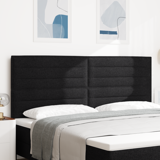 Sengegavl Linjer Design Sort 200 Cm Stof