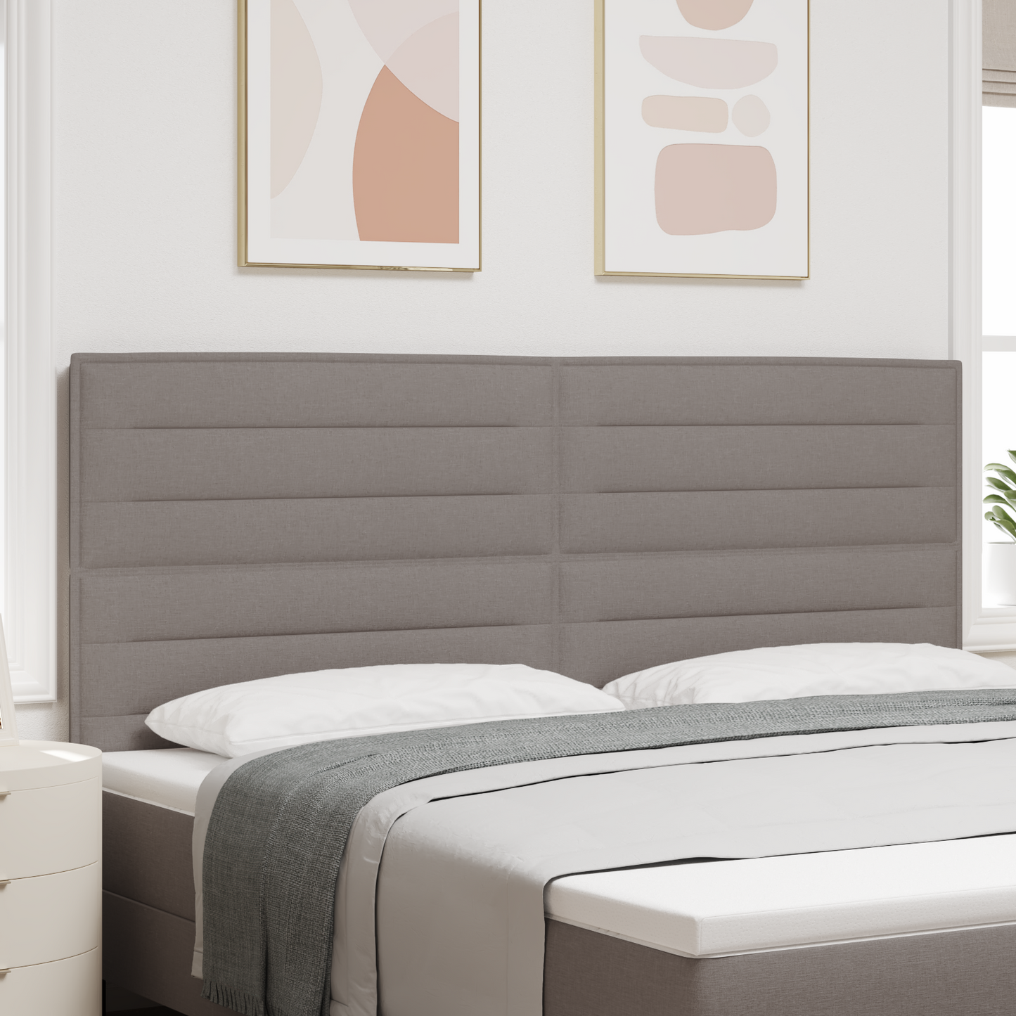 Sengegavl Linje Design Taupe 200 Cm Stof