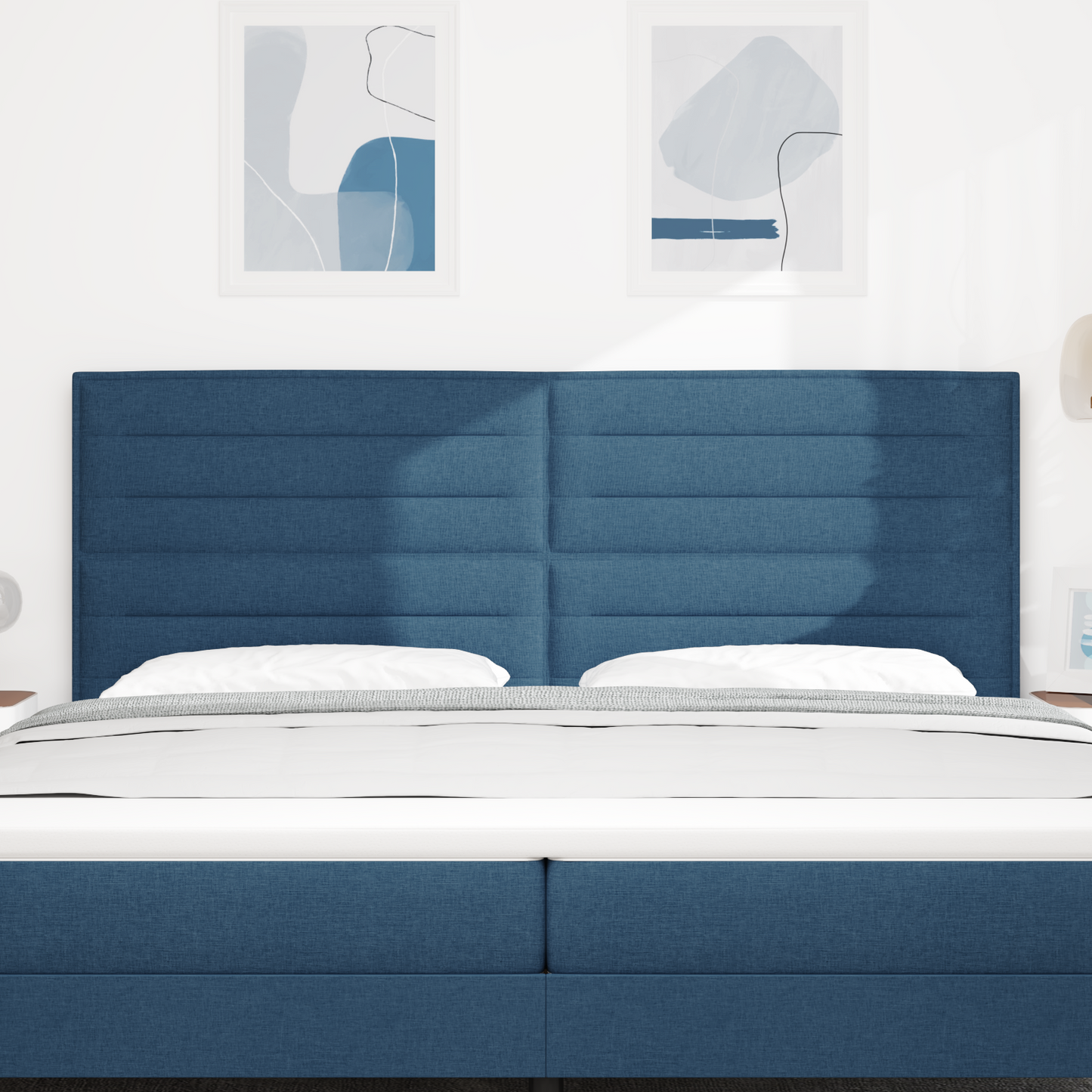 Sengegavl Linjer Design Blå 200 Cm Stof