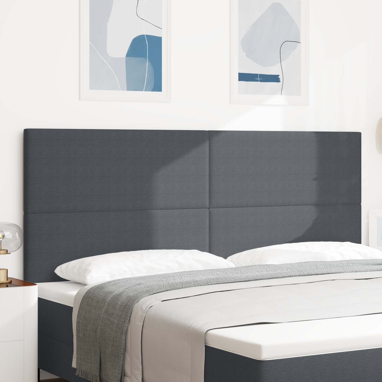 Sengegavl Enkel Design Mørkegrå 200 Cm Cordurojstof