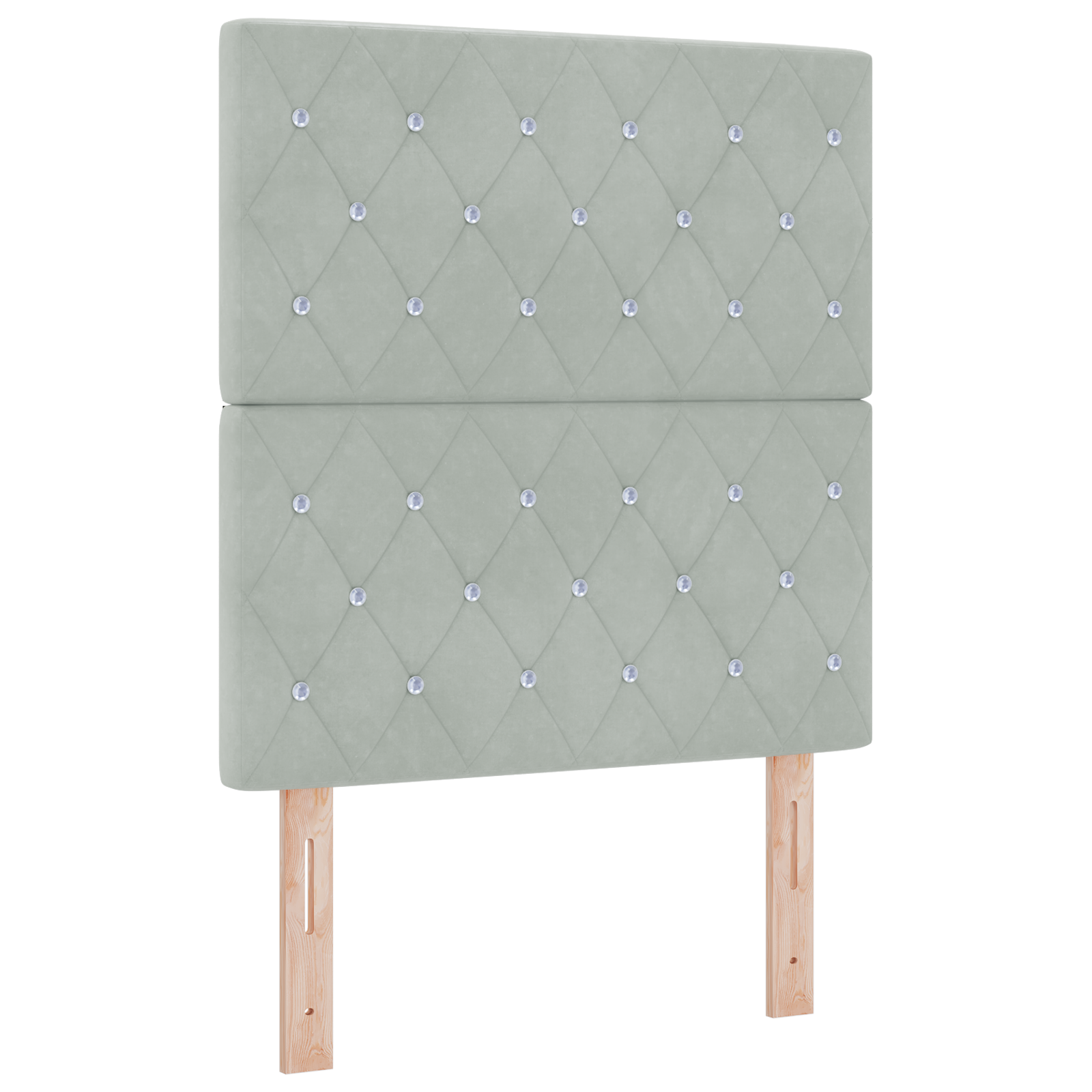 Sengegavl med Krystalknapper, Tufted, Lys Grå, 80 Cm Velour - billede 2
