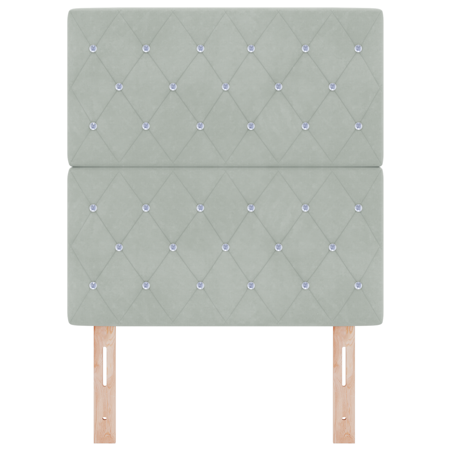 Sengegavl med Krystalknapper, Tufted, Lys Grå, 80 Cm Velour - billede 4