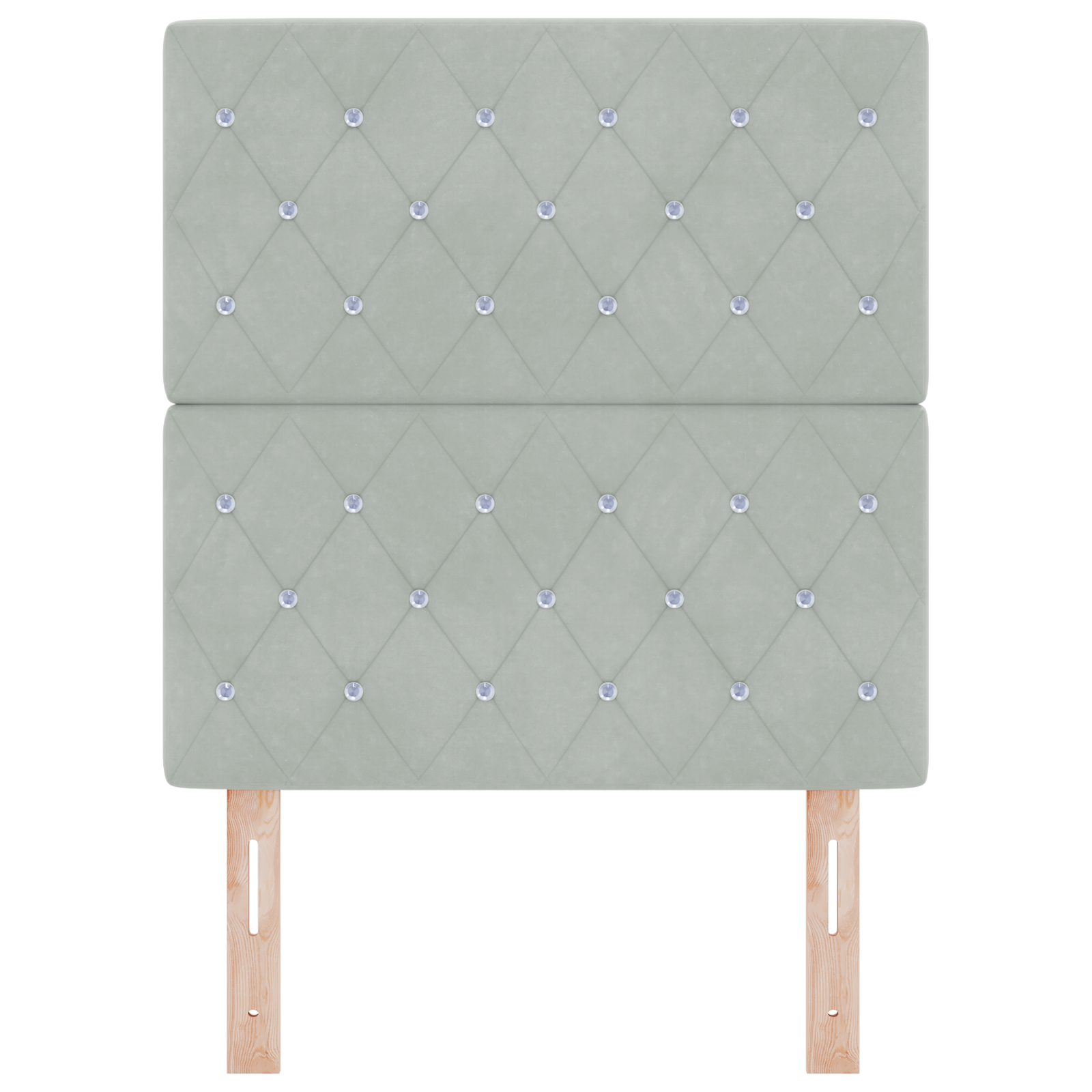 Sengegavl med Krystalknapper, Tufted, Lys Grå, 80 Cm Velour - billede 4
