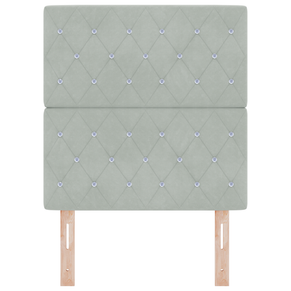Sengegavl med Krystalknapper, Tufted, Lys Grå, 80 Cm Velour - billede 4