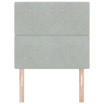 Sengegavl med Krystalknap, Tufted i Lysegrå Velvet, 100 Cm - billede 4