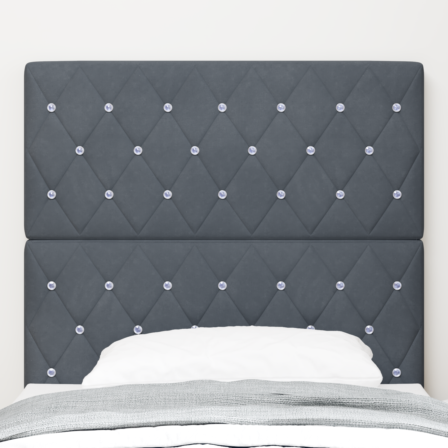 Senggavl med Krystalknapper, Tuftet, Mørkegrå, 100 Cm Velour - billede 3