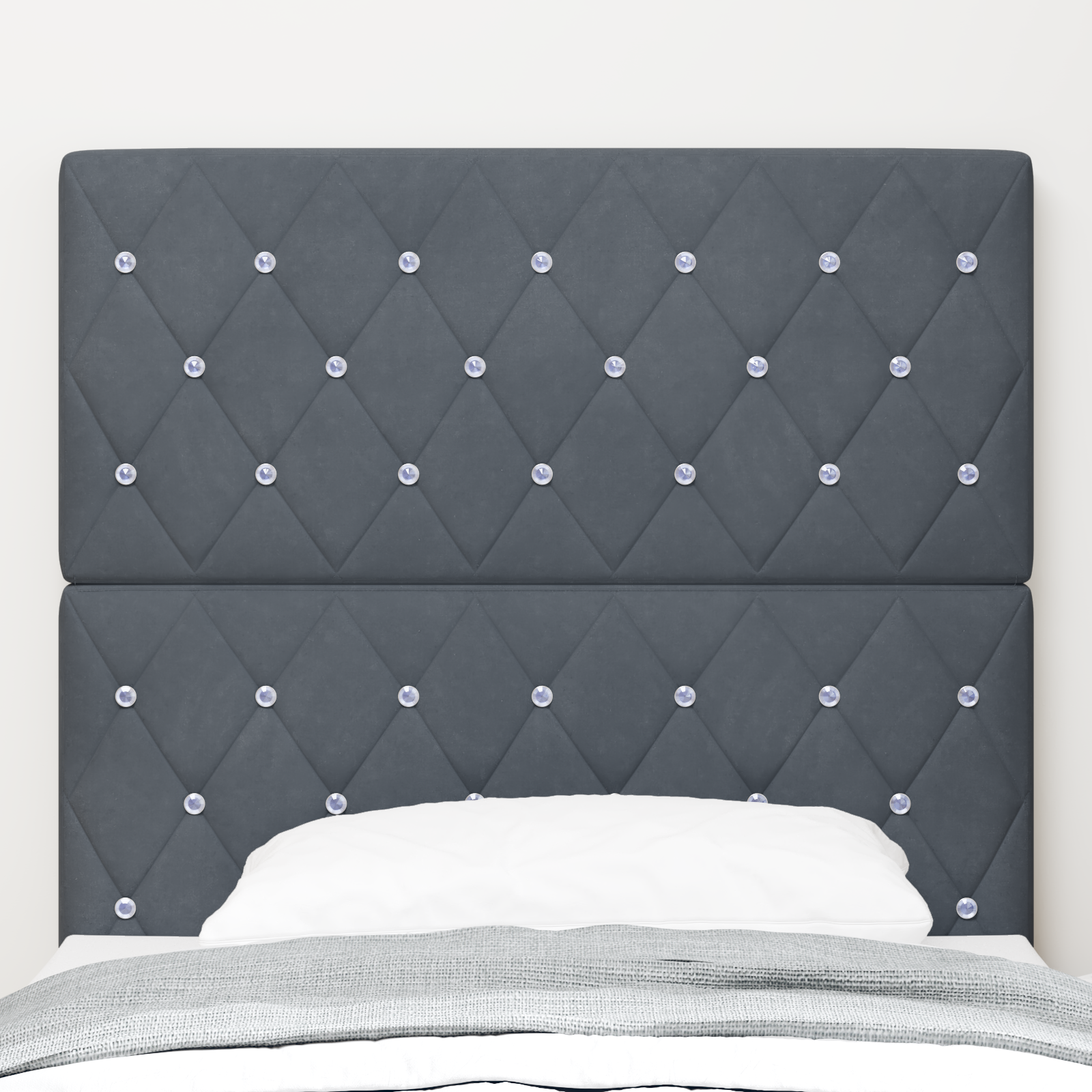 Senggavl med Krystalknapper, Tuftet, Mørkegrå, 100 Cm Velour - billede 3