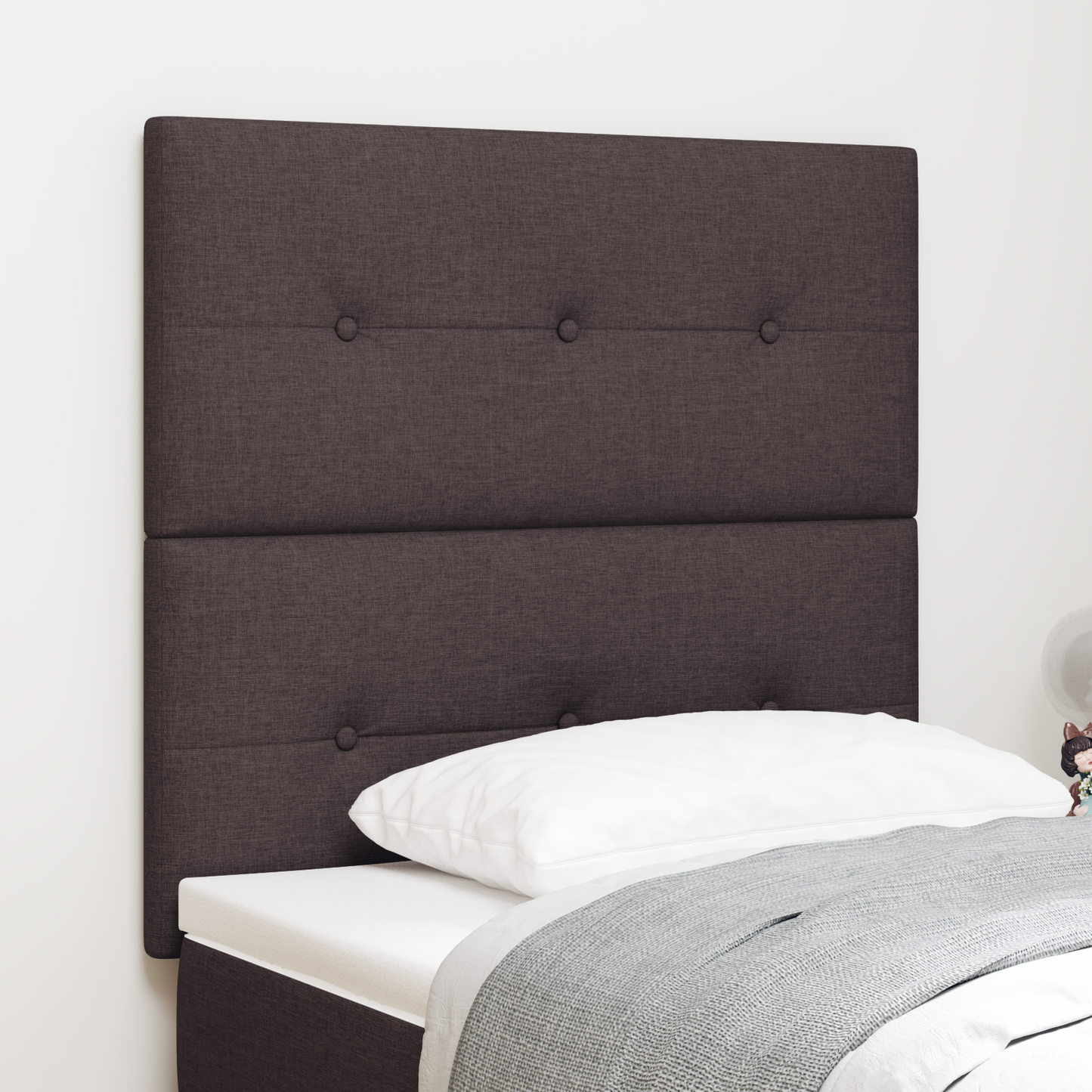 Hovedgavl Knapper Tufted Mørk Brun 80 Cm Stof