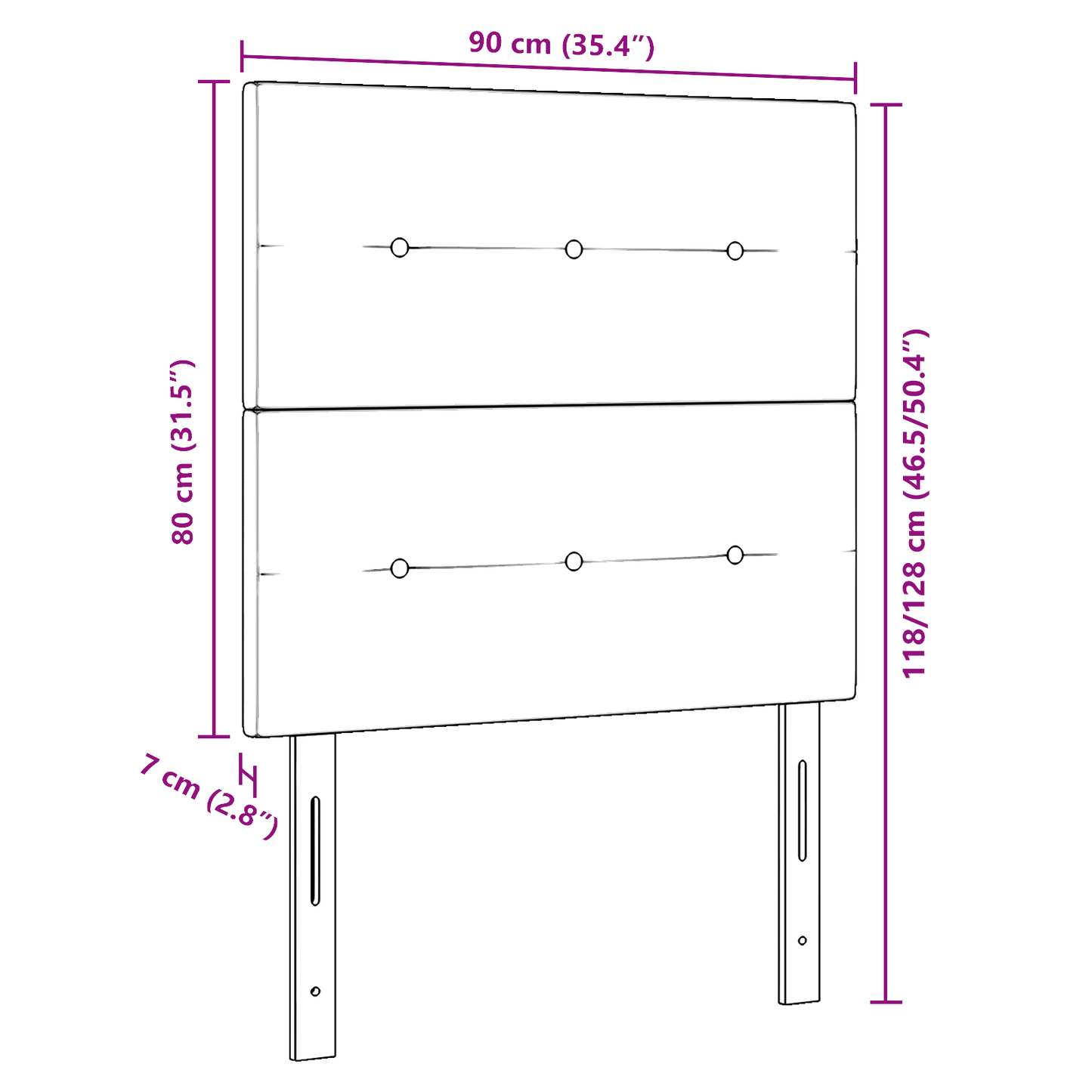 Sengegavl Knappet Lysegrå 90 Cm Stof
