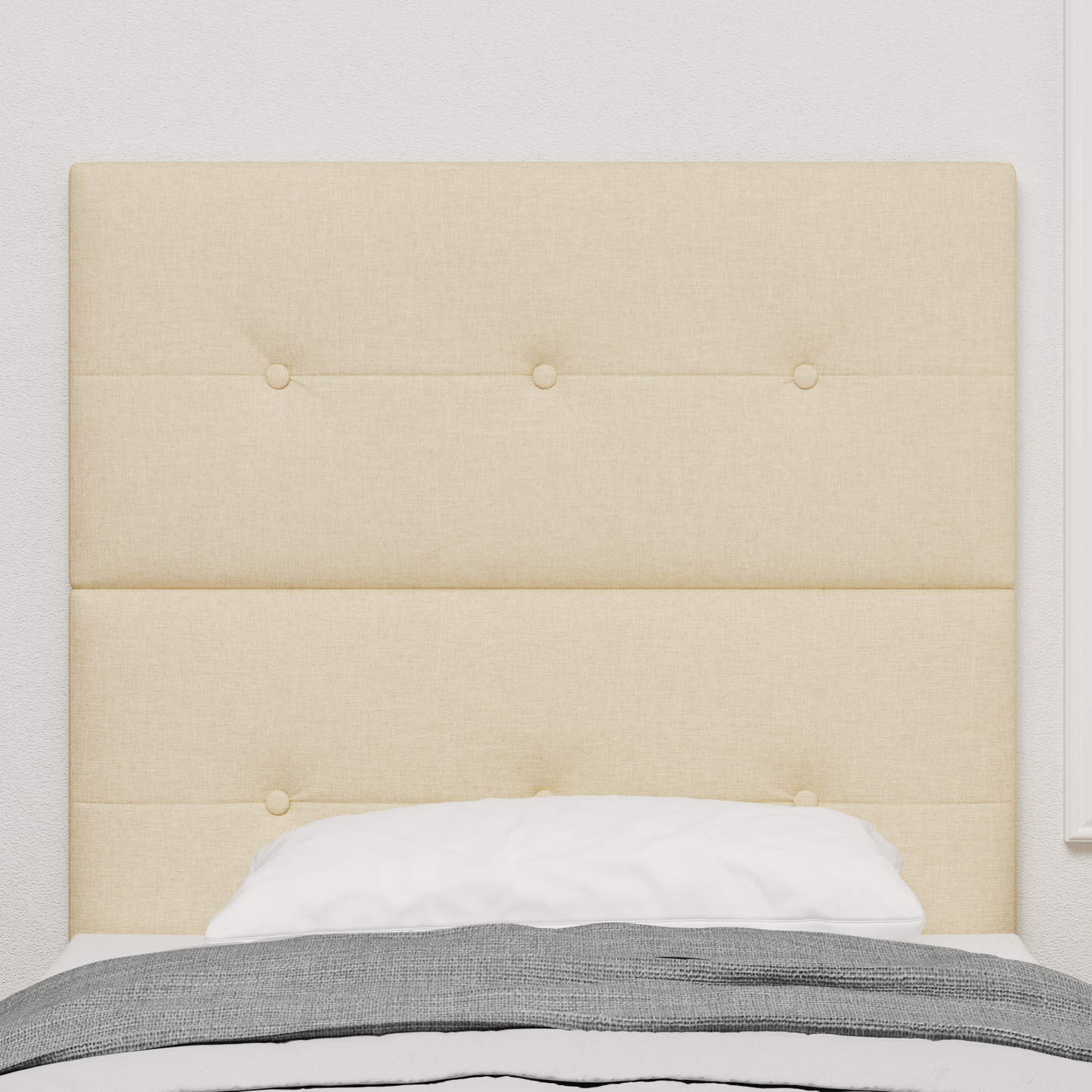 Hovedgærde Med Knappetryk Creme 90 Cm Stoff