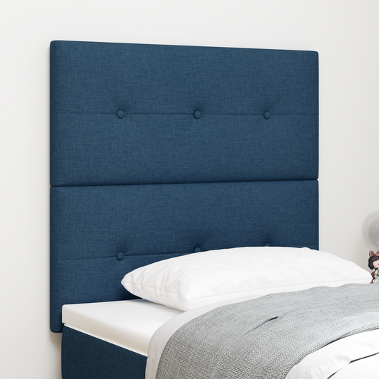 Sengegavl Med Knap-Detalje Blå 90 Cm Stof