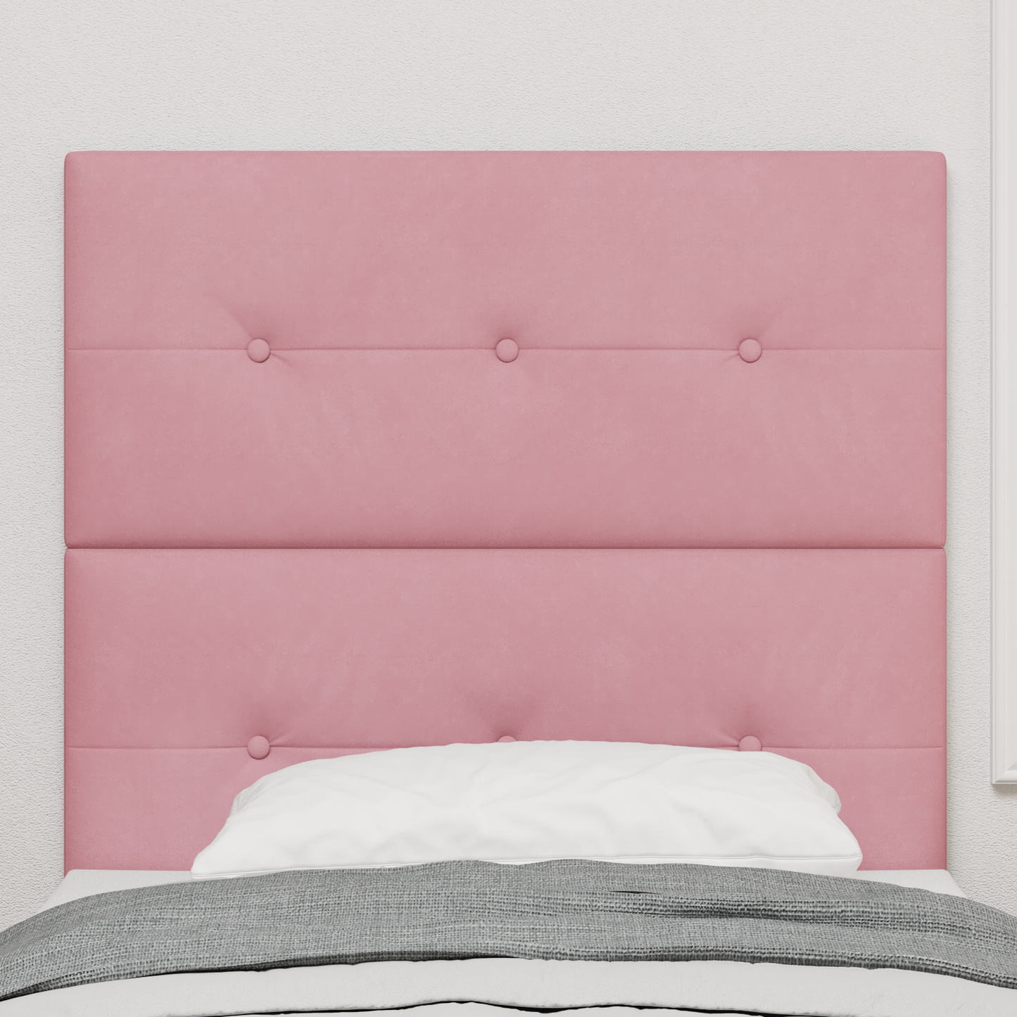 Hovedgærde Med Knapper Fløjl Pink 100 Cm