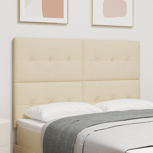 Sengegavl Med Knapper Creme 140 Cm Stof