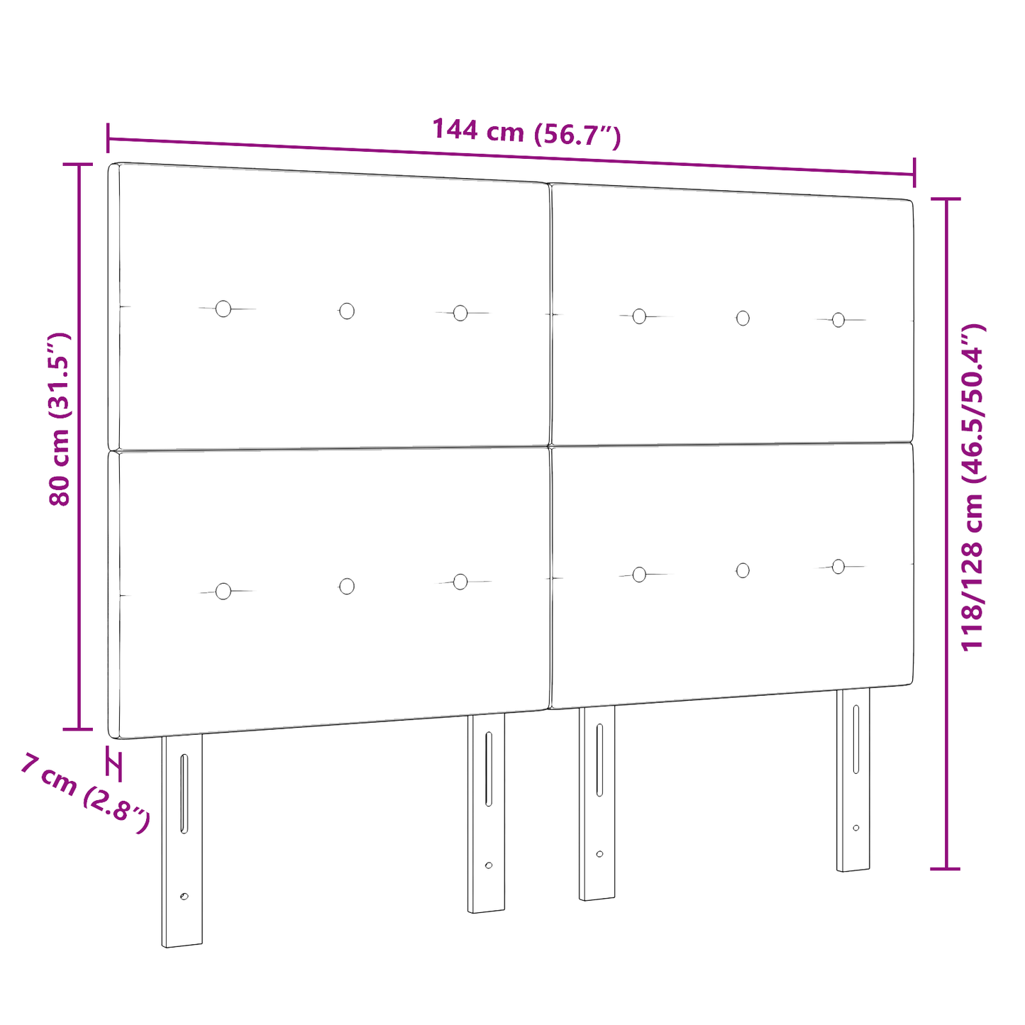 Sengegavl Knappet Blå 140 Cm Stof