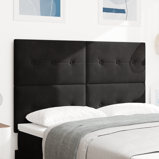 Sengetop Knap Tuftet Sort 140 Cm Velour