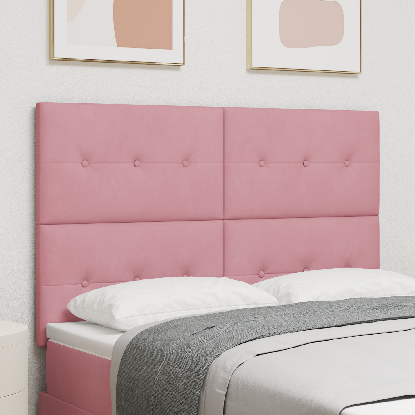 Sengegavl Med Knapper Pink 140 Cm Fløjl