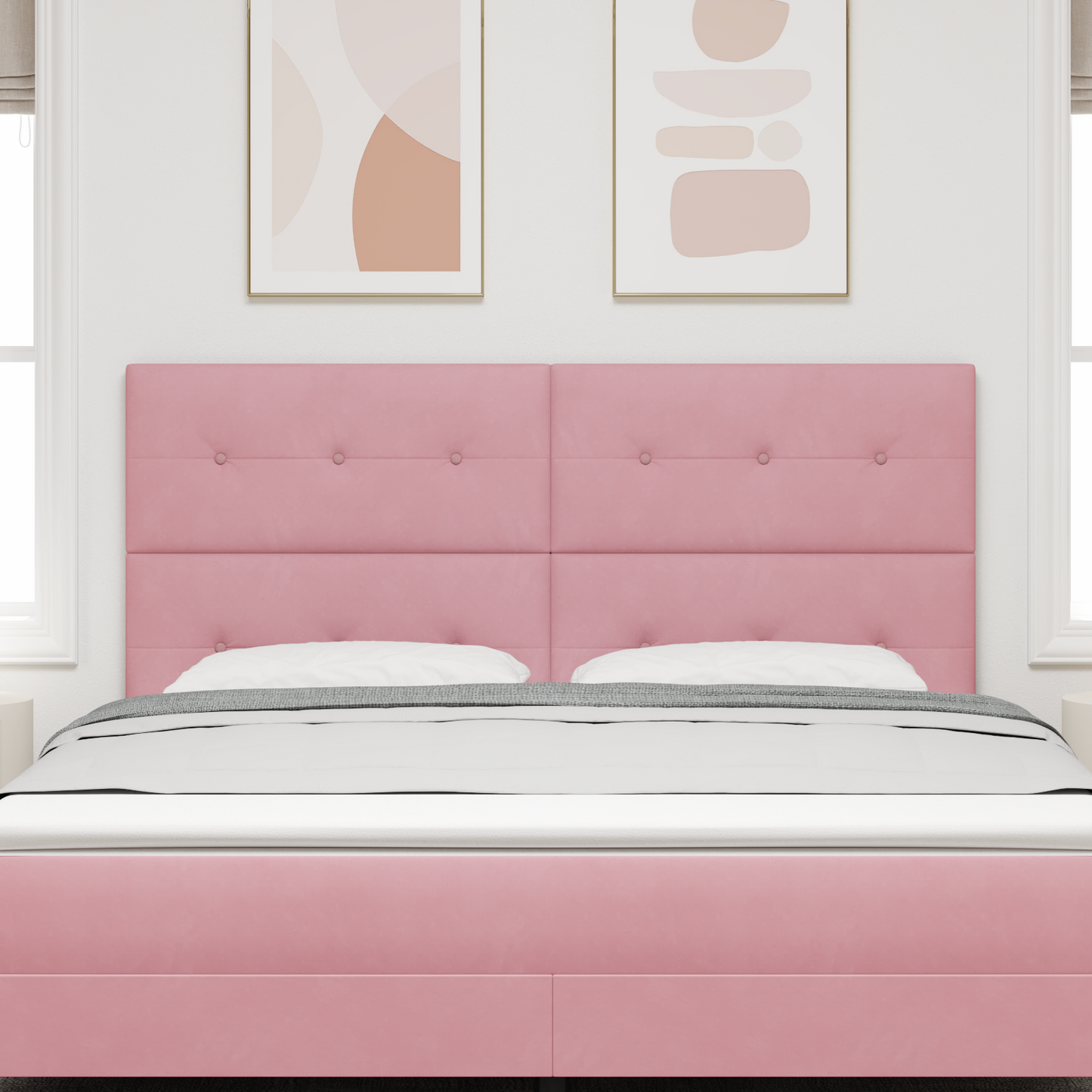 Hovedgærde Knapbetrukket Pink 180 Cm Fløjl