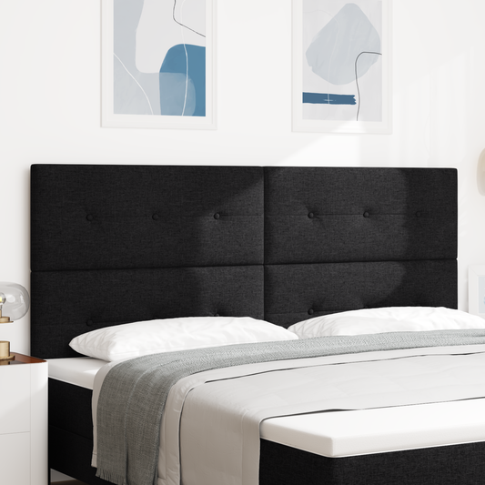Sengegavl Med Knapper Sort 200 Cm Stof