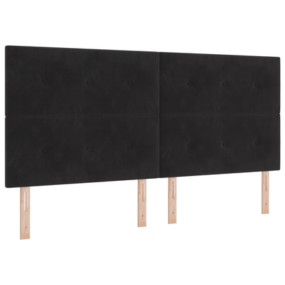 Hovedgavl Med Knapper Sort 200 Cm Fløjl