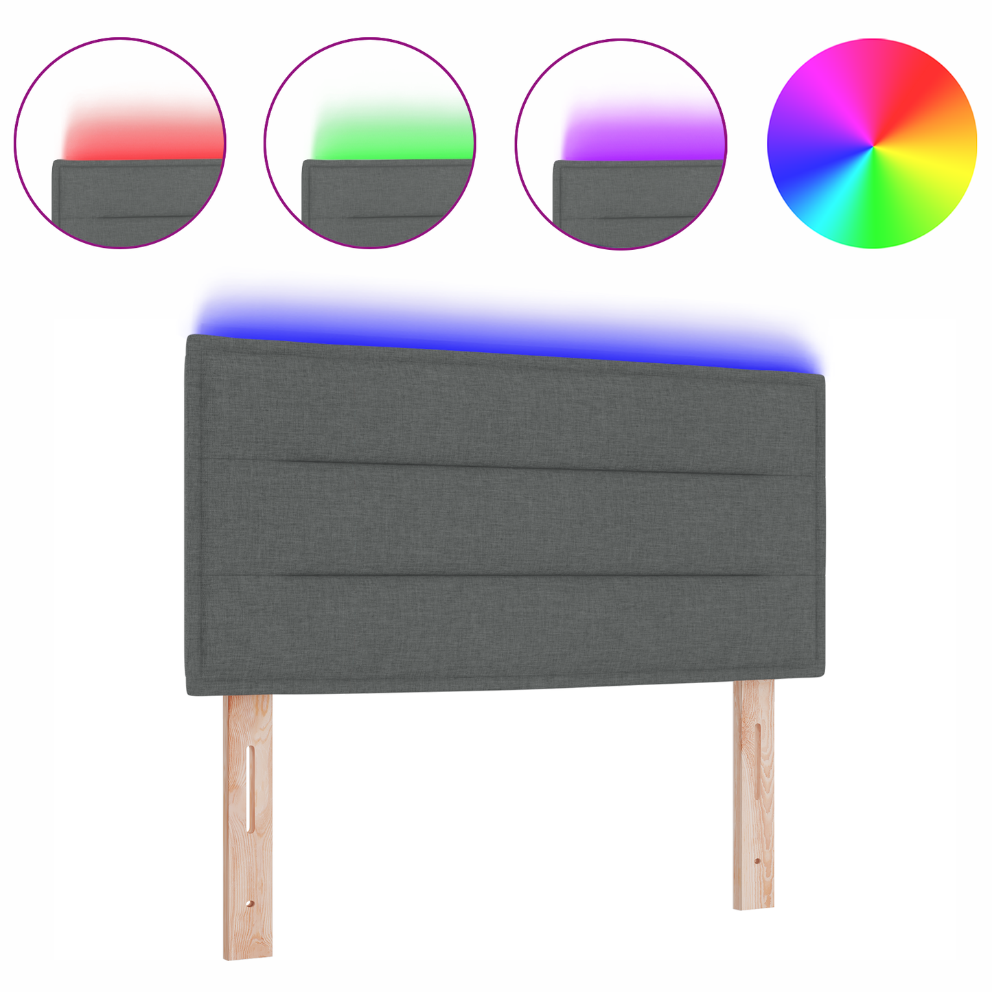 Led Hovedgavl Linjer Design Mørkegrå 90 Cm Stof - billede 3