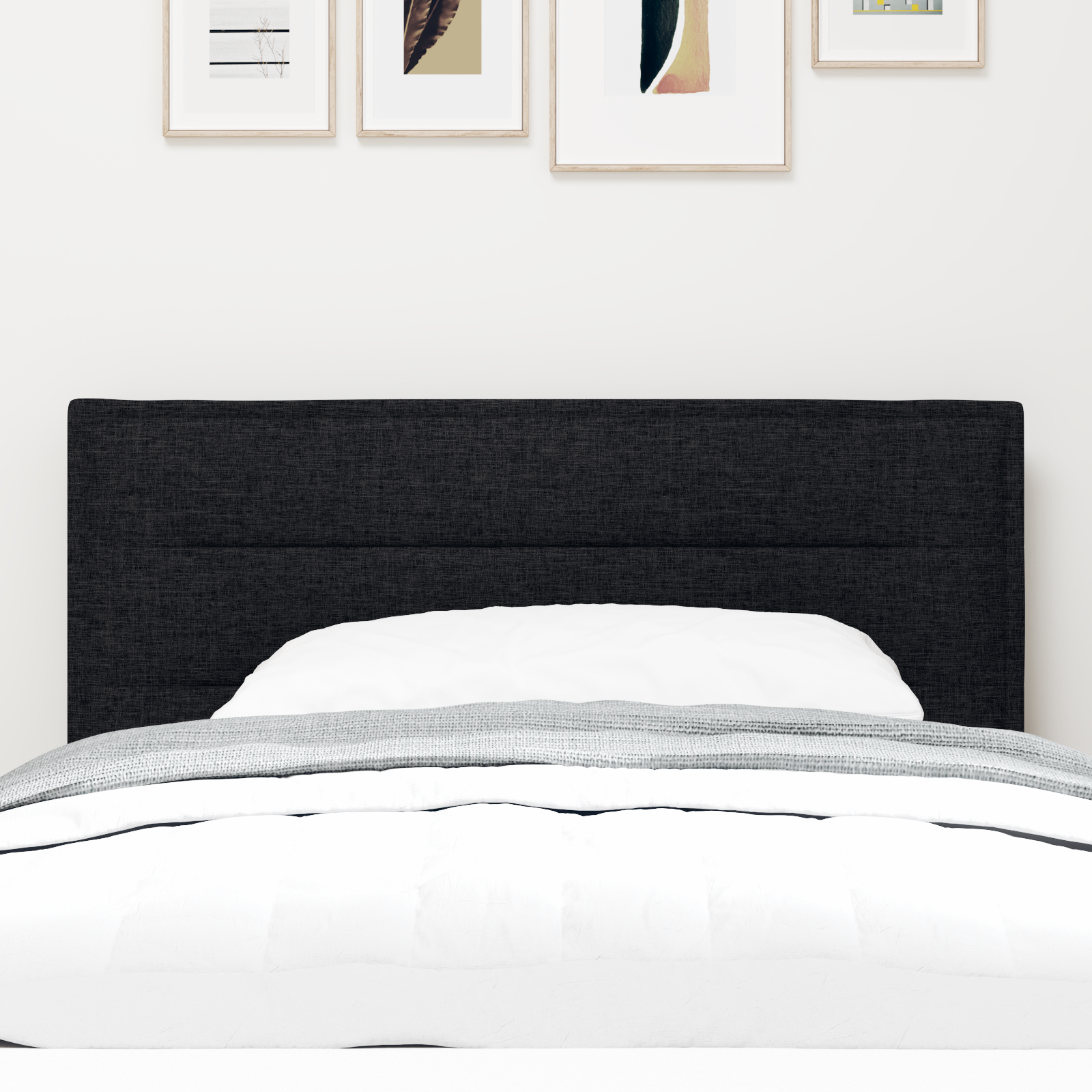 Led Hovedgærde Linjer Design Sort 90 Cm Stof - billede 4