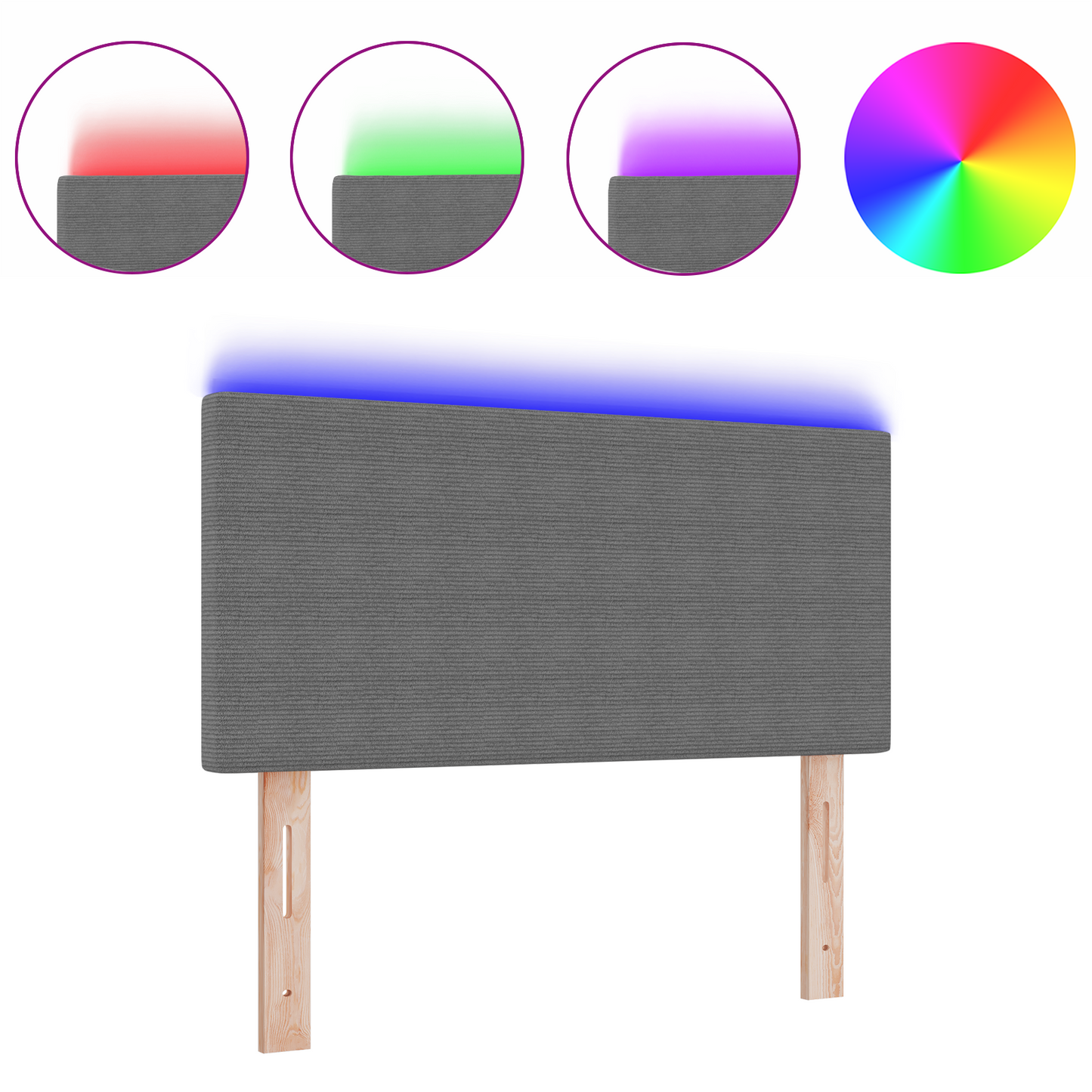Led Hovedgavl Enkel Design Lys Grå 90 Cm Corduroy Stof - billede 3
