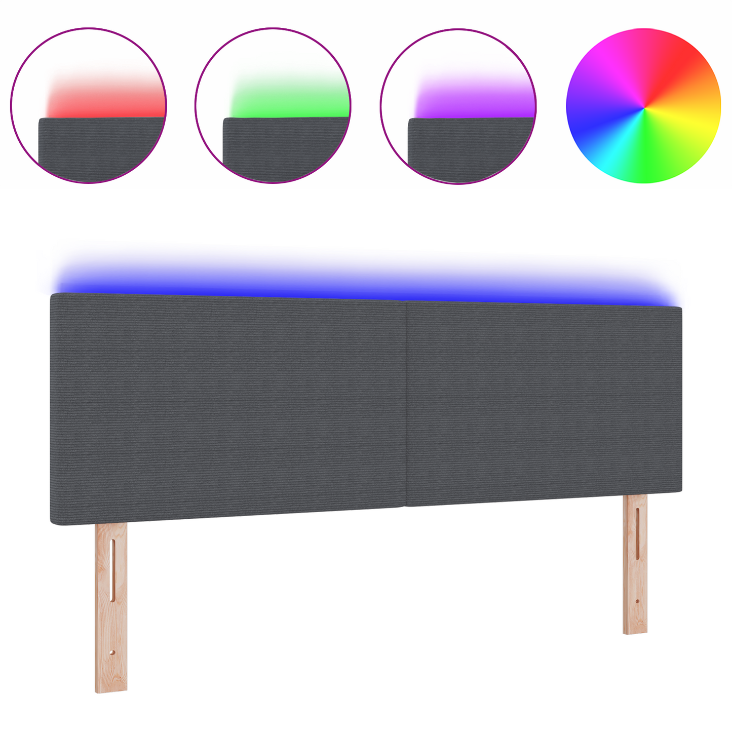 Led Hovedgavl Enkelt Design Mørkegrå 80 Cm Corduroy Stof