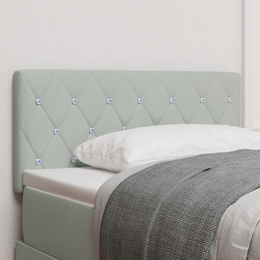 Led Hovedgærde med Krystalknapper, Tuftet, Lys Grå 90 Cm Fløjl - hovedbillede