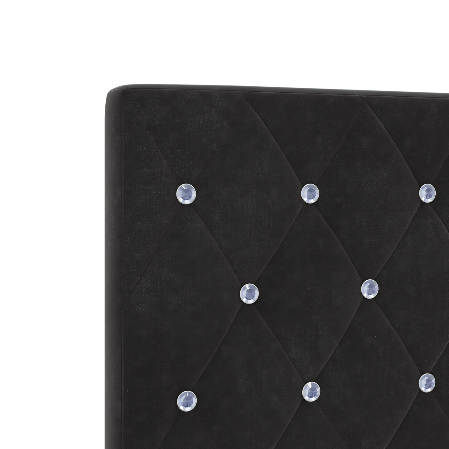 Led Hovedgærde med Krystal Knapper, Pufsort 90 Cm, Velvet - billede 8