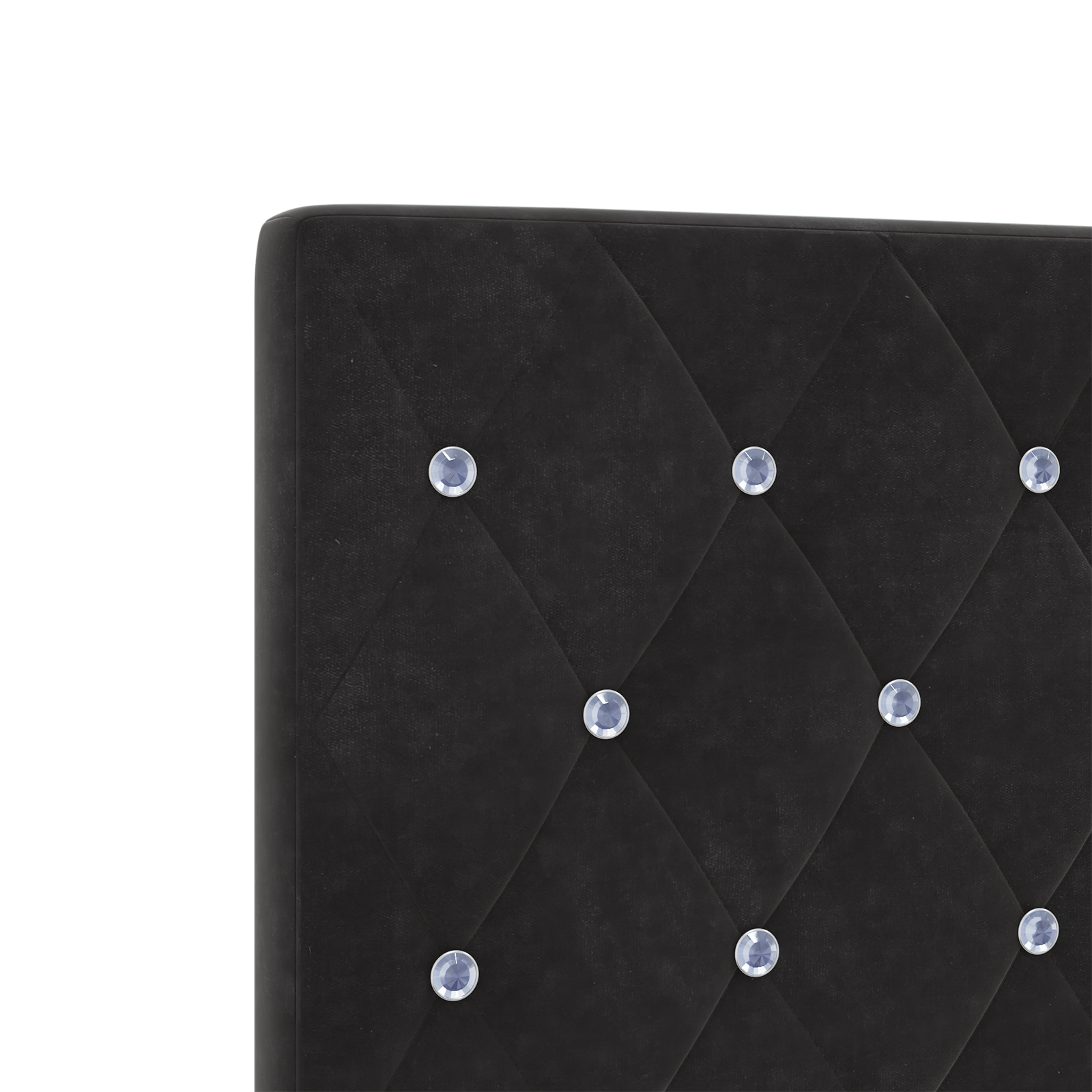 Led Hovedgærde med Krystal Knapper, Pufsort 90 Cm, Velvet - billede 8