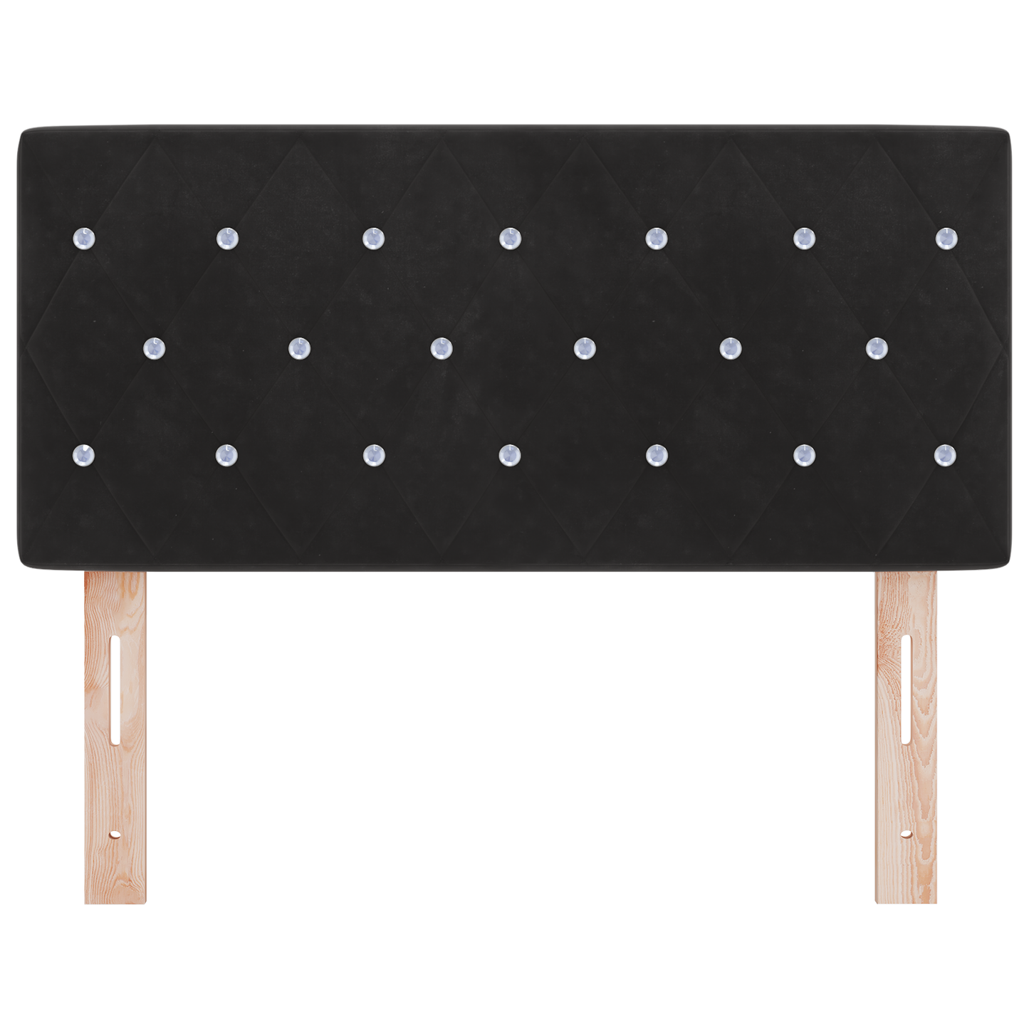Led Hovedgærde med Krystal Knapper, Pufsort 90 Cm, Velvet - billede 5