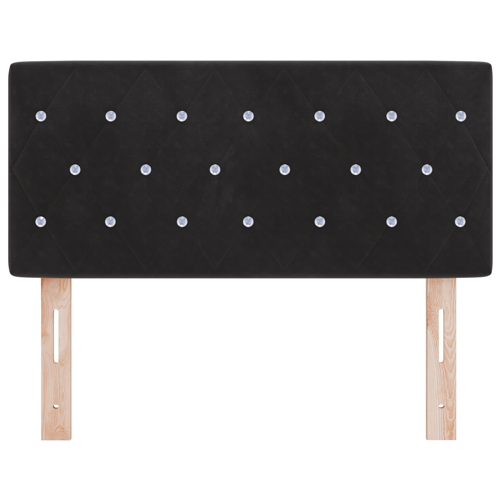 Led Hovedgærde med Krystal Knapper, Pufsort 90 Cm, Velvet - billede 5
