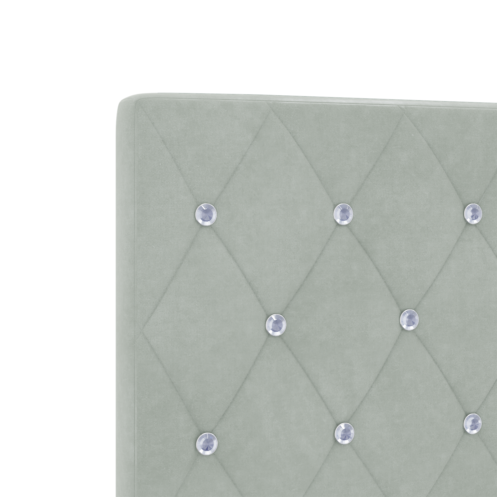 Led Hovedgavl med Krystalknapper, Lysegrå, 100 Cm, Velour - billede 8