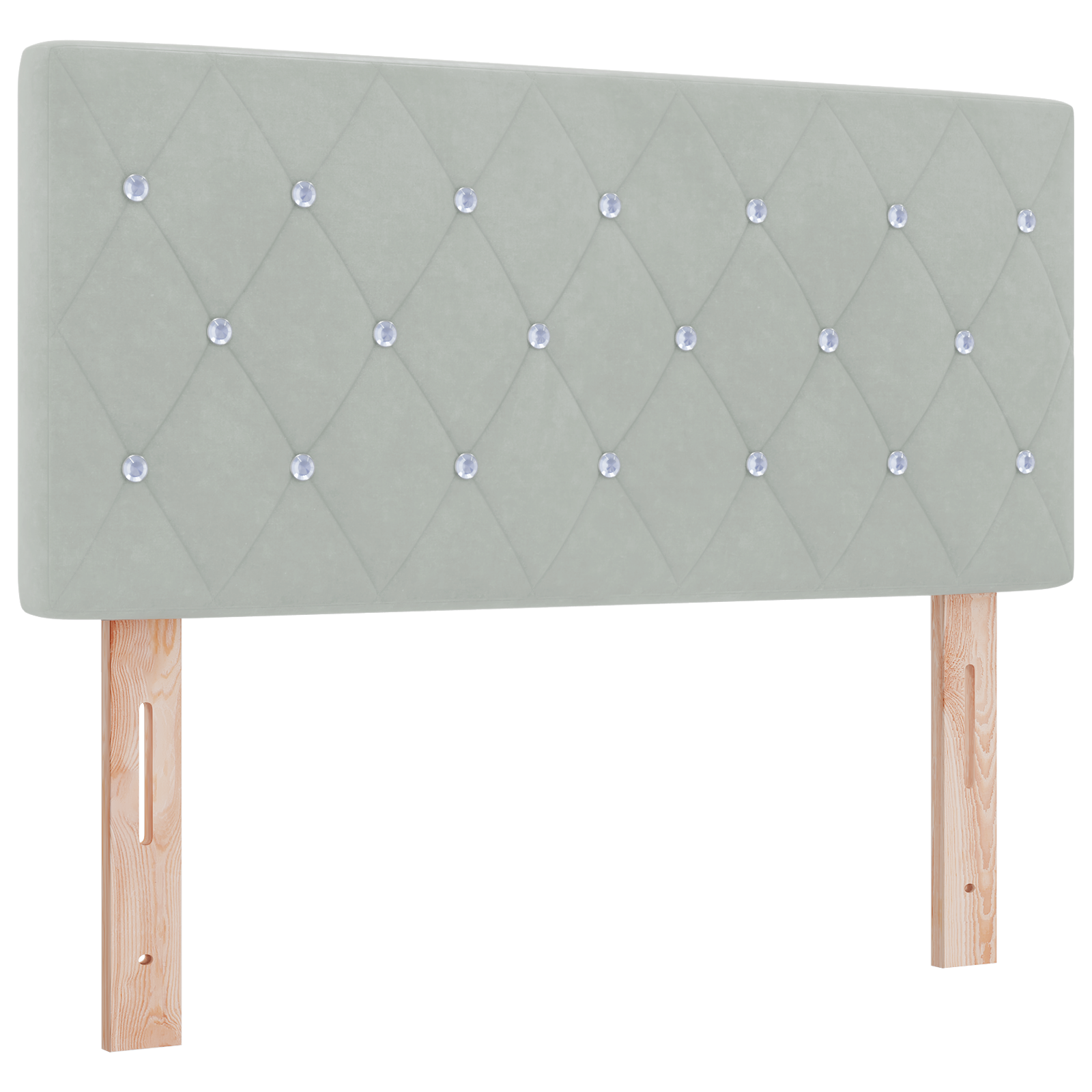 Led Hovedgavl med Krystalknapper, Lysegrå, 100 Cm, Velour - billede 2