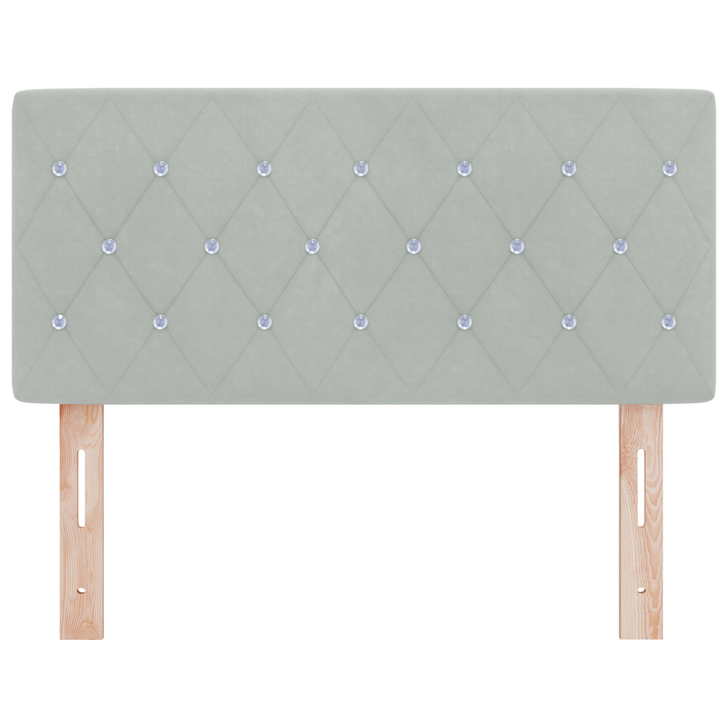 Led Hovedgavl med Krystalknapper, Lysegrå, 100 Cm, Velour - billede 5