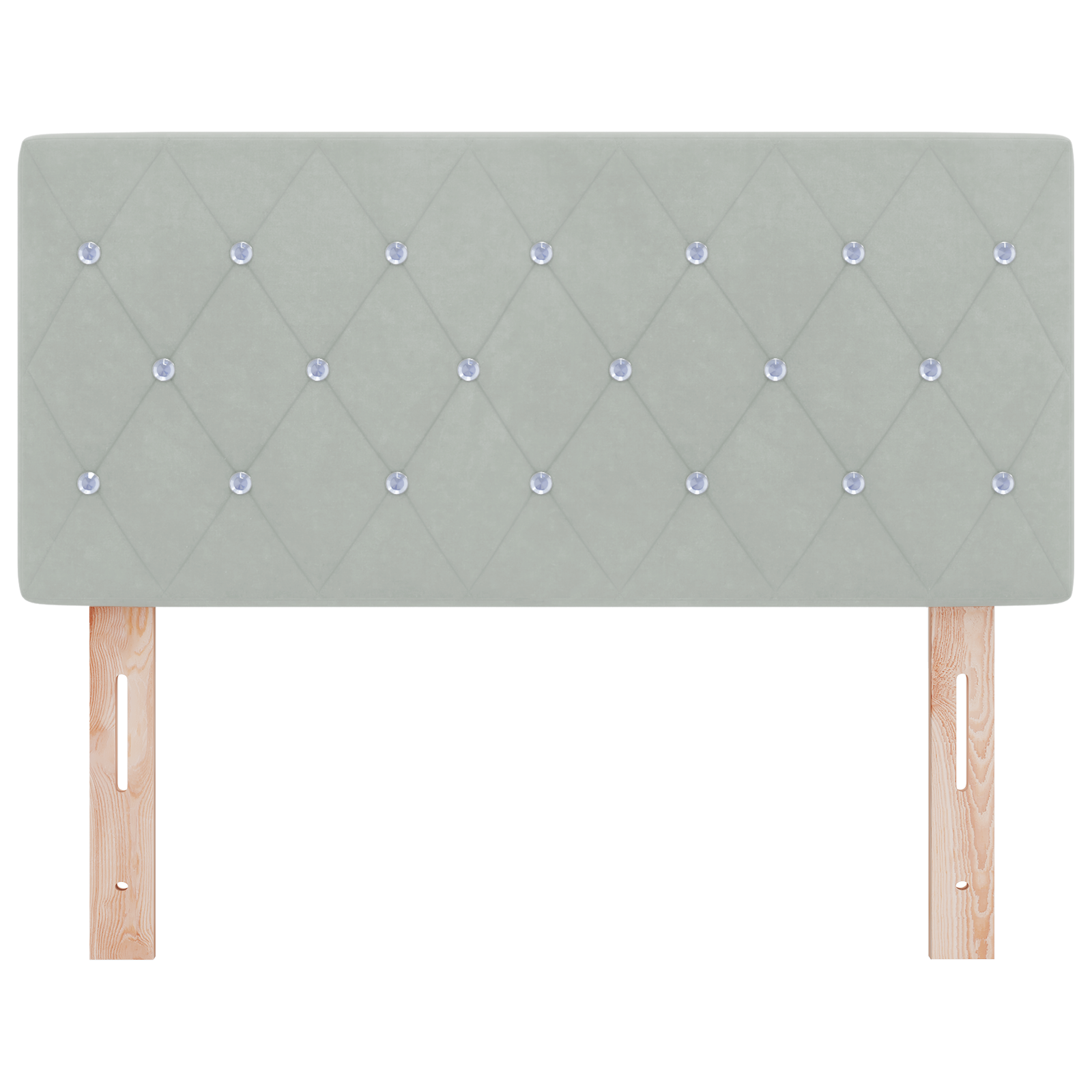 Led Hovedgavl med Krystalknapper, Lysegrå, 100 Cm, Velour - billede 5