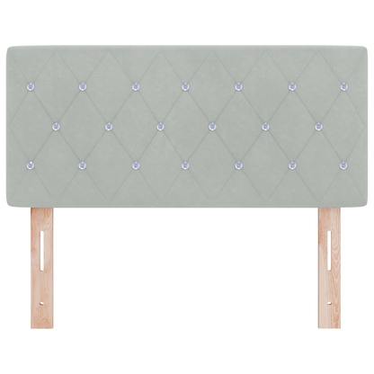 Led Hovedgavl med Krystalknapper, Lysegrå, 100 Cm, Velour - billede 5