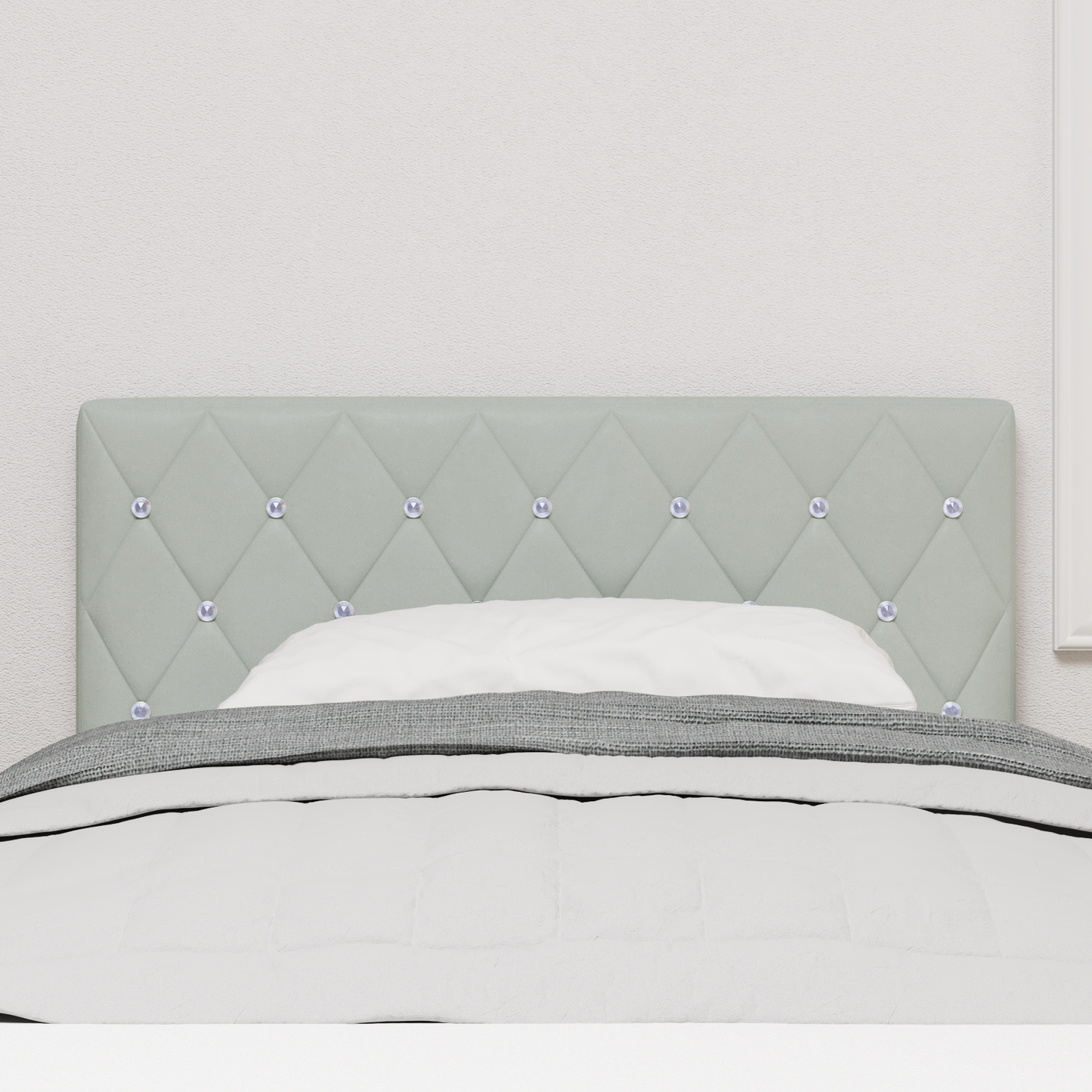 Led Hovedgavl med Krystalknapper, Lysegrå, 100 Cm, Velour - billede 4