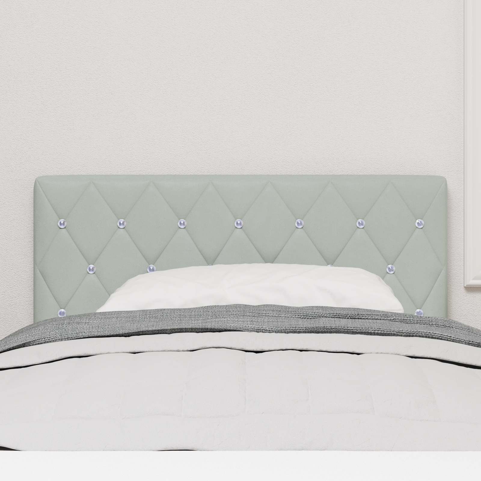 Led Hovedgavl med Krystalknapper, Lysegrå, 100 Cm, Velour - billede 4