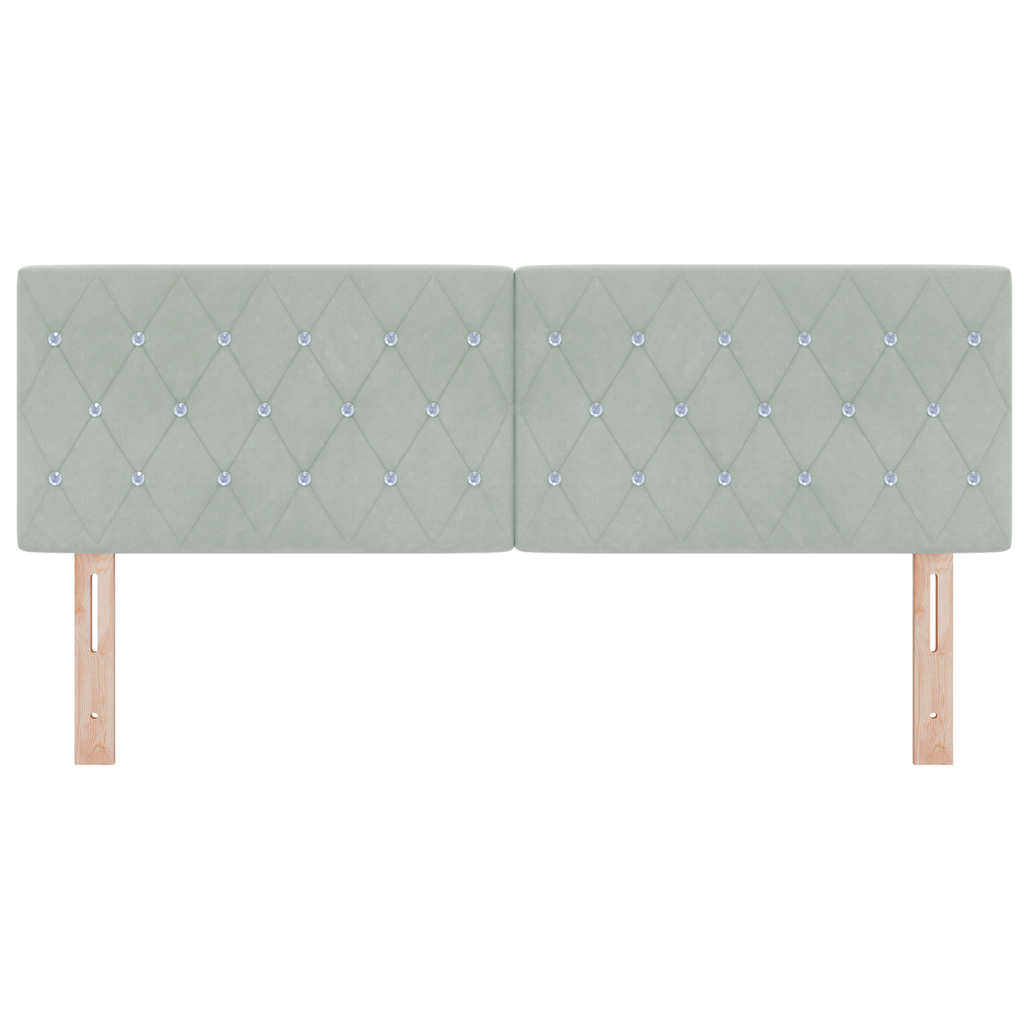 Led Hovedgærde med Krystalknapper, Puffet, Lys Grå 72 Cm Velour - billede 5