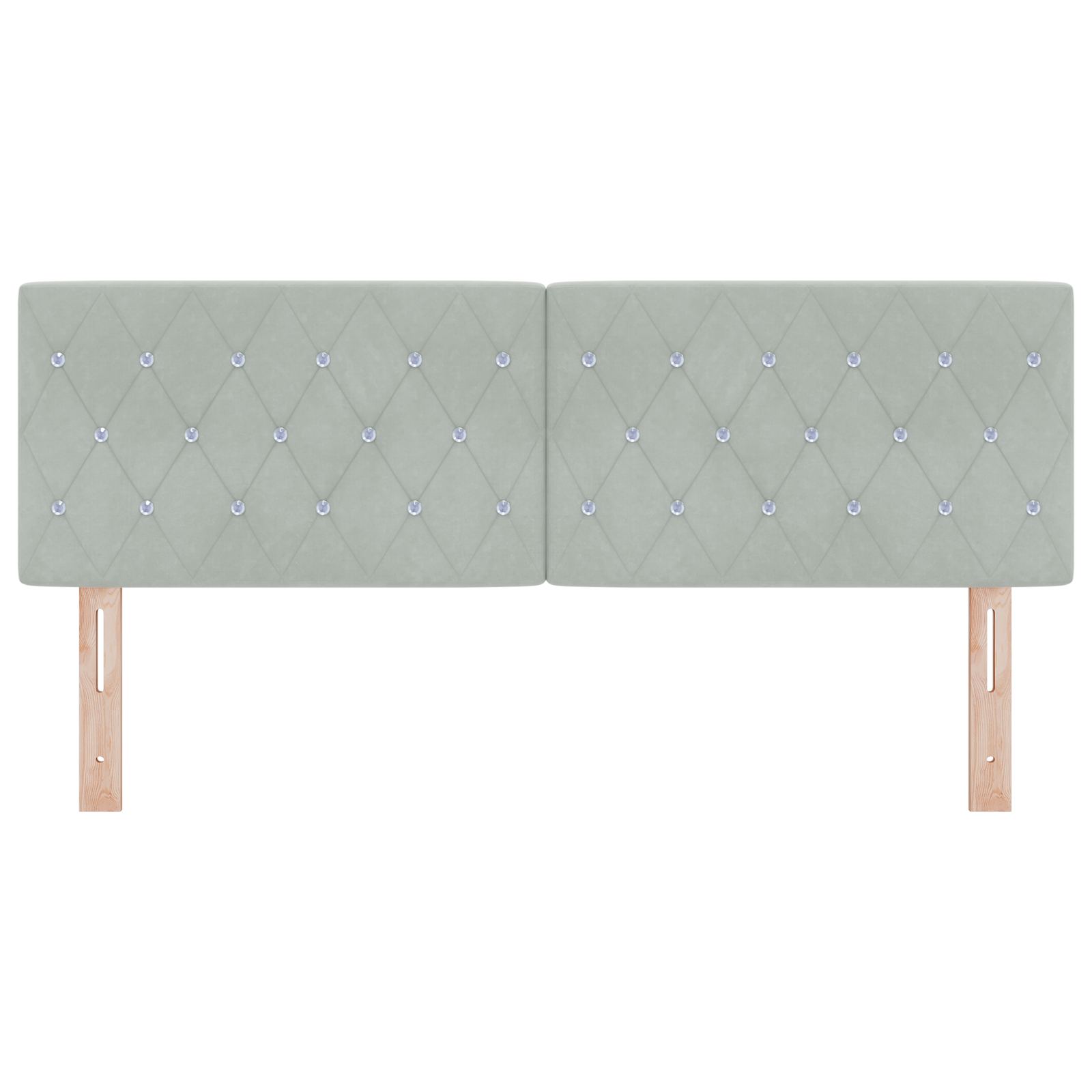 Led Hovedgærde med Krystalknapper, Puffet, Lys Grå 72 Cm Velour - billede 5