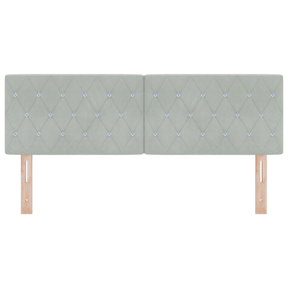 Led Hovedgærde med Krystalknapper, Puffet, Lys Grå 72 Cm Velour - billede 5