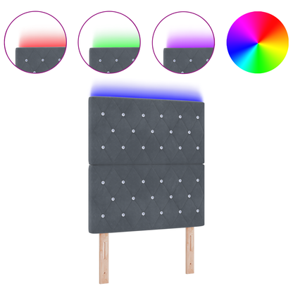 Led-headboard, Mørkegrå Fløjl, 80 Cm - billede 3