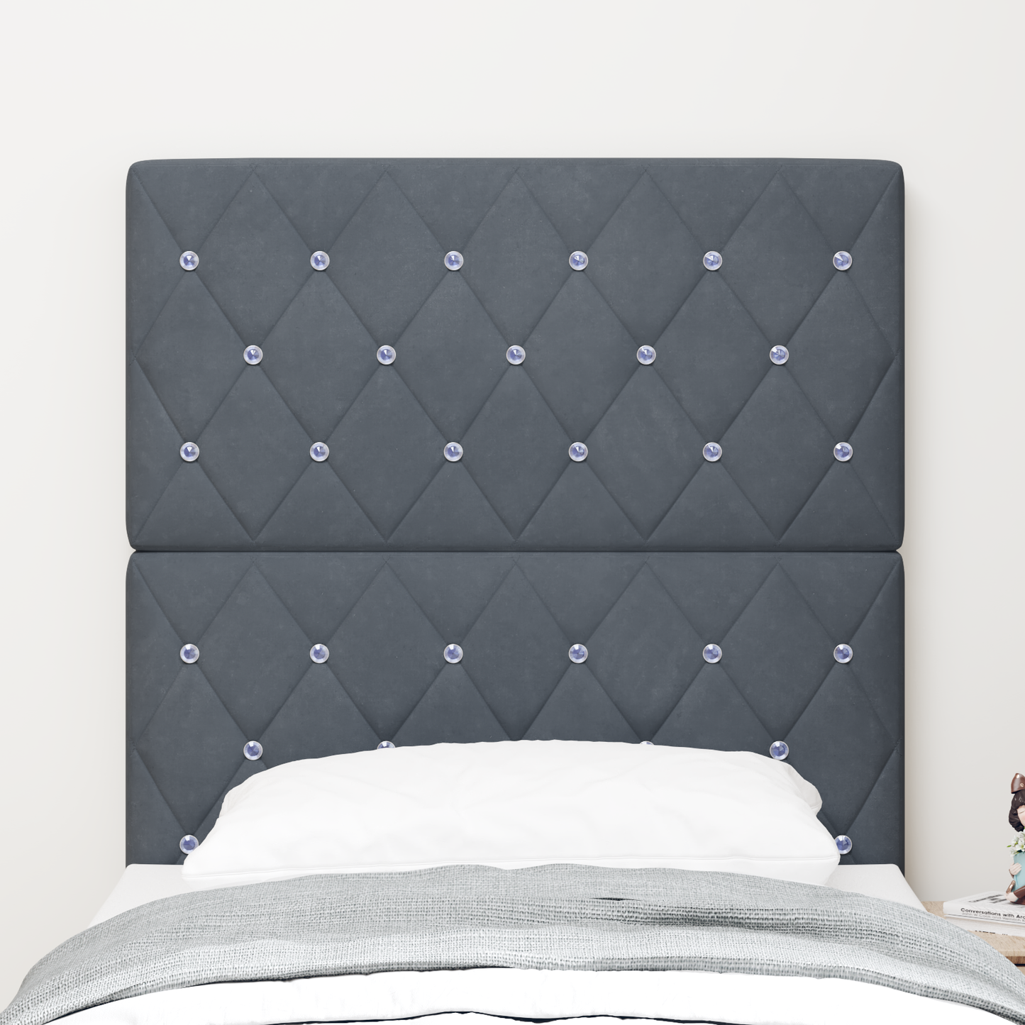 Led-headboard, Mørkegrå Fløjl, 80 Cm - billede 4