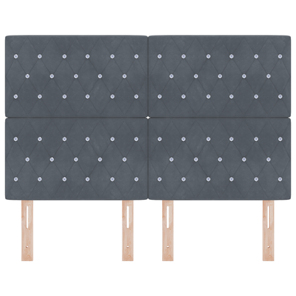 Led Sengegavl med Led -strimmellys Argyle med Hovedgærde Mørkegrå 80 Cm Fløjl - billede 5